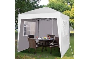 MCC DIRECT 2 x 2m Waterproof Pop Up Gazebo Folding Gazebo with Silver Protective Layer 4 Side Walls WS (White)