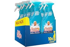Don Limpio Baño, Detergente en Spray, 7.2 L (10 x 720 ml), Elimina el 100 % de los Restos de Jabón, Aroma Fresco, Mega Pack