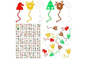 Shinybox 72 Pezzi Natale Giocattoli per Bambini, 42 Mani Appiccicose Giocattoli e 30 Adesivi per Tatuaggi di Natale, Festa Compleanno Gadget Bambini