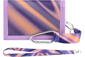 GmeDhc Portefeuille pour Adolescents, Porte Monnaie Enfant Pliable avec Mousqueton, Lanière de Cou, pour Garçons Filles Cadeau Danniversaire détudiant