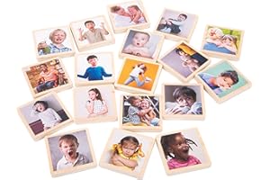 TickiT 73494 My Emotions Wooden Tiles, Brun, 2.8" W x 0.5" D