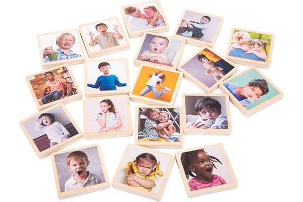 TickiT 73494 My Emotions Wooden Tiles, Brun, 2.8" W x 0.5" D