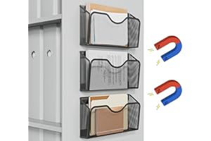 JANE EYRE Soporte magnético para archivos, 3 unidades, organizador de correo de papel, revista, sin perforación, organizador magnético para archivadores, oficina, pizarra blanca