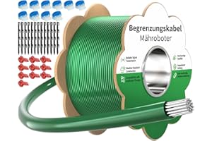 Begrenzungskabel Mähroboter - 100m Rasenroboter Begrenzungsdraht Set mit 50 Erdnägel +10 Verbinder +10 Anschlussklemmen, Allgemein Rasenmäher Roboter Kabel Kompatibel mit Gardena Husqvarna Worx Bosch