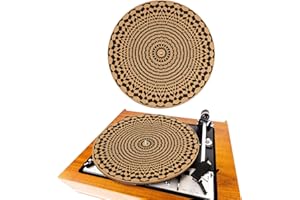 Briwooody Cork Turntable Mat 3mm Thick for Better Sound Support on 11.8" Vinyl LP Record Player Slipmat Psychedelic Geometric for Vinyl Record Record (Line