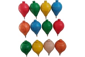GERILEO Lote de 4/12 Peonzas de Madera clásicas de colores con punta de bolígrafo - Juguete Niños y Niñas - Regalos y Detalles para Comuniones, Piñatas, Fiestas de Cumpleaños, Trompo, Spinner (12 Peonzas)