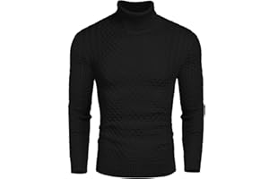 COOFANDY Jersey Hombre Cuello Alto Invierno Sueter Manga Larga Cuello Vuelto Jersey de Punto Sweater Ajustado