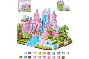 PINKCAT Construction Magnetique Enfant, 100 Pièces Blocs de Construction Magnétiques, Cube magnétique Pink Castle Architecture, Jeux Magnétiques pour Enfants 3 4 5 6 7 8 Ans