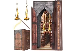 Kits de décoration d'étagère DolphinIsle pour nichoirs de livres pour adultes, DIY avec illusion de flamme pour bibliothèque de sorts magiques
