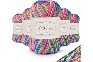 ‎MAXEE Maxee Handstrickgarn, 5x50 g Häkelgarn, Bunt Farbverlauf Acrylgarn zum Stricken, Weicher Wolle zum Häkeln, Mehrfarbiges Garn zum Stricken Häkeln und Basteln-29