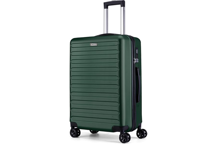 FLIEE Medium Suitcase Hard Shell | TSA 3 Digit Combination Lock|4 Dual Spinner Wheels| Aluminum Telescopic Handle | Lightweight Suitcase | Medium 24" Hold Check in Luggage | (Green, Medium 24'')