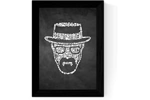 Nacnic Lámina en blanco y negro The breaking bad iconos en tamaño A3 Poster con fondo negro estilo pizarra