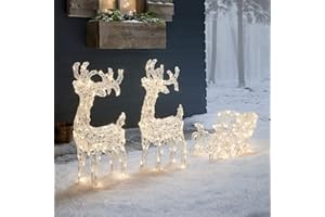Lights4fun Decorazione di Natale Duo di Renne Luminose con Slitta e 240 LED Cambia Colore per Arredo Esterni