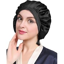 LULUSILK Maulbeerseide Schlafhaube Für Frauen – Verstellbar, Rutschfest, Für Lockiges Haar & Zöpfe, Inkl. Haargummis, Weiß