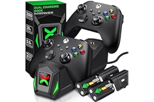 HEYLICOOL Controller Charger for Xbox Series X|S/Xbox One With 2 x 2X5520mWh Rechargeable Battery Packs,Charging Dock for Xbox Controller, Dual Charging Station