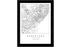 Nacnic Stampa artistica cartina geografica della città di Barcellona, Spagna Europa. Mappa della città dell'arte, stile nordico in bianco e nero. Stampato su Carta da 250 Grammi di Alta Qualità.