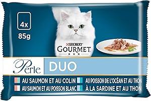 Purina Gourmet Perle Duo pour Chat aux Poissons, 4 x 85g, 12 unités