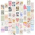 Preppy Aesthetic Room Decor for Teen Girls and Women, 50pcs Danish Pastel Wall Posters for Bedroom, Wall Collage Kit Aesthetic Pictures, Abstract Wall Art for Wall Decor