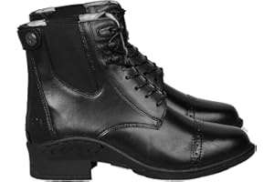 Bow & Arrow Ladies Paddock Boots | Women Chelsea Ankle Boots | Equestrian Zip Button Lace Up Riding Shoes With Cap Toe Low Block Heel | Made With Leather Material