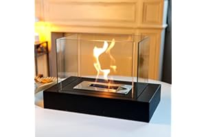 JHY DESIGN Rectangular 35cmL Metal and Glass Fireplace/Firepit