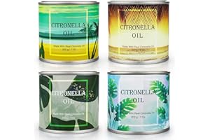 YINUO LIGHT Lot de 4 bougies à la citronnelle pour l'extérieur, en cire de soja naturelle, parfum citronnelle, grand ensemble pour terrasse, pique-nique, piscine, cadeau d'été 160 heures