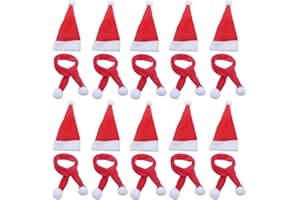 LOOGI Mini Weihnachtsmützen Mini Weihnachtsschals, Santa Hut Schal Besteckhalter Weihnachten Weihnachtsdeko Bestecktasche Tischdeko, 10er-Pack