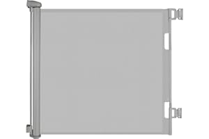 WODONDOG Retractable Stair Gate, Upgraded Stair Gates for Dogs Baby 140cm Safety Gate Dog Gate One Hand Operation Stair Gate for Baby Indoor Outdoor (Grey, 140CM)