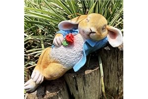 Ogowawer Garden Statues Rabbit, Resin Waterproof Rabbit Ornaments, Easter Bunny Outdoor Art Décor Animal Figurines Ornament for Thanksgiving Day, Garden Yard Lawn Indoor or Outdoor Sculpture (Blue)