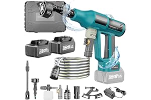 Yofuly Nettoyeur Haute Pression sans Fil pour Makita 18V Batteries, 2 × 4,0 Ah Batteries Pistolet Haute Pression, 4 Niveaux de Réglage, Buse 6 en 1, Pulvérisateur à Mousse, Filtre, Tuyau 5M