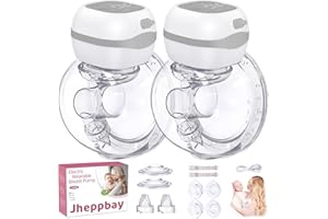 Jheppbay Tiralatte Elettrico Indossabile Portatile, Leggero Tira Latte Neonati Elettrico con Display LCD, Senza BPA, Funzione Memori, 12 Livelli e 3 Modalità, con Flange da 21/24 mm (Bianco, 2 Pezzo)