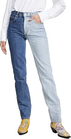 PushButton - Jeans bicolore da donna - Blu - S : Amazon.it: Abbigliamento