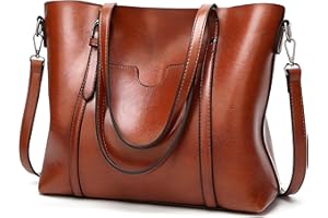 Retoo Bolso de mano para mujer, grande, capacidad, transporte, muchos, bolsillos, cremallera, multi, bolsos, estudiantes, escuela, trabajo, bolso, compras, color, marrón, marrón