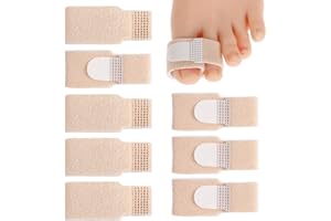 Gjinxi 8 Pack Fabric Hammer Toe Corrector, Reusable Fabric Buddy Toe Wraps for Pain, Fabric Hammer Toe Wraps, Toe Bandages Protectors for Crooked Toes, Curled Toes, Bent Toes and Broken Toes