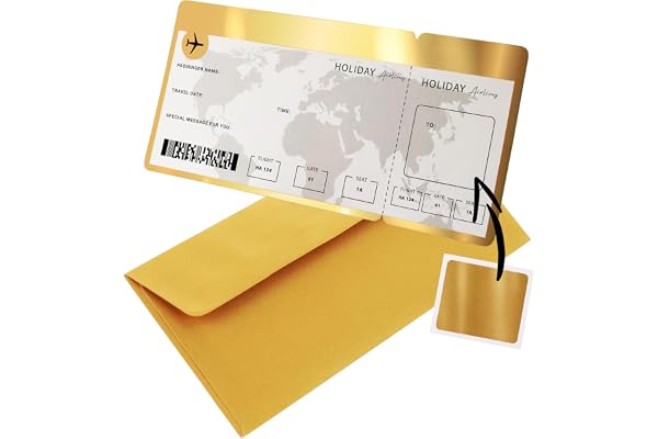 CraftWerk Billet d'avion avec surface à gratter – Billet d'avion personnalisé pour femme, petit ami ou petite amie – Carte d'embarquement comme emballage cadeau pour voyage et vacances