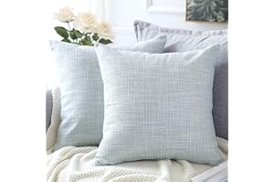 Artscope Cushion Covers Set of 2 Linen Decorative Square Pillowcases Pillow Covers 50x50cm for Home Decor Sofa Bedroom Car (Blue Gray, 20x20)