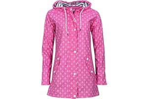 mh michael heinen Damen Regenjacke Borkum, Friesennerz, Anker-Motiv, Regenparka mit Kapuze, Regenmantel wasserdicht, Winddicht