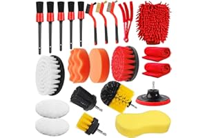 Yumzeco 23PCS Lot de Brosse Nettoyage Voiture,Pinceau Detailing Auto,Kit de Brosse Nettoyage Voiture Interieur Exterieur,Brosse Nettoyage Perceuse Électrique,Brosse Jante Voiture,Kit Polissage