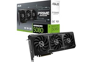 Asus Prime GeForce RTX 5080 OC Edition 16GB OC Edition – Carte Graphique (PCIe 5.0, HDMI, Display 2.1, 2.5 Slot, Ventilateurs axiaux, Chambre à Vapeur, SFF-Ready)