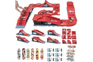 GR8WARE Dedo Skateboard, 6 Piezas Mini Skate Skateboards Rampas con 11 Combinaciones con Accesorios Set Skate Parks Monopatines de Dedo de Ensamblaje DIY Juego de Rampas de Skate para los Amantes del Skate