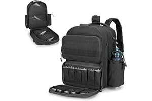 GOBUROS Taktischer Pistolenrucksack für 4 Handfeuerwaffen und 12 Magazine, Schießstandrucksack mit TSA-Schloss und gepolsterten Schultergurten zum Schießen und Jagen