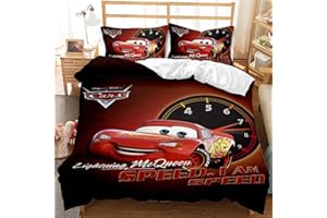 LKFFHAVD Anime Cars Juego de cama para niños Cars, funda nórdica 3D, microfibra con cremallera y funda de almohada, para ropa de cama infantil (140 x 210 cm, 12)
