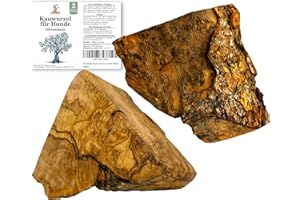 MATCHPET Olivenholz Hund Kauwurzel für Hunde Mittel 2 Stück Kauholz für Hunde M Holzknochen als Hundespielzeug