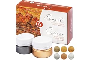 Sonnet - Hochwertiges Metallic Gouache Farben Set (6x20ml) | Wasserbasierte Gouache Malfarben in 6 prächtigen Farben mit Metallic Effekt | von Neva Palette