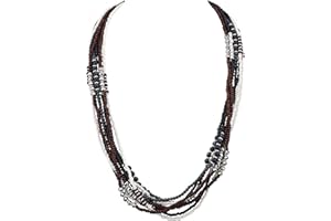 Bocar lungo multiplo filo fatto a mano con perline dichiarazione 66 cm collana per le donne (NK-10563), colore: Grigio scuro, cod. NK-10563