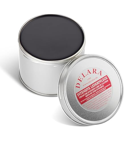 DELARA Lederbalsem met hoogwaardige bijenwas, leerverzorging, die het leer zacht, soepel en ademend maakt, emmer van 500 ml, kleur: zwart, Made in Germany