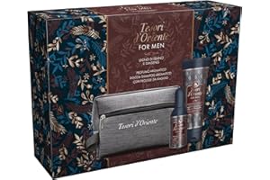 Tesori d'Oriente Set Regalo Uomo, Profumo Aromatico 100 ml e Doccia Shampoo 250 ml, Fragranza Legno di Ebano e Ginseng, Confezione Regalo, Trousse