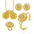 Ethlyn 4Pcs 18K Gold Plated Ethiopian Jewelry Sets Necklace Eritrean/Habesha Bride Wedding Gifts, Metal, not known