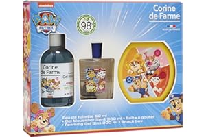 Corine de Farme - Set de Regalo La Patrulla Canina para Niños - Colonia 50ml, Gel de Ducha y Baño 3en1 Cuerpo y Pelo 300ml y Fiambrera Infantil - Aroma Almizcle