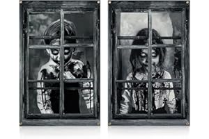 ONGNIUU Tenda di Halloween 2 confezioni 80 x 120 cm - Decorazione di terrore con fantasmi e sangue per porte, finestre e pareti - Ornamenti esterni e interni per casa stregata festa di Halloween