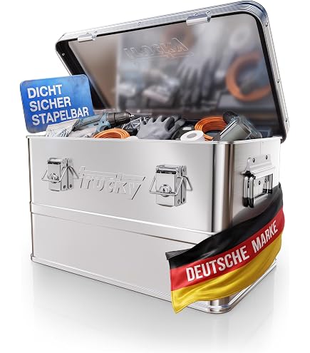 Aluminium Kiste Trucky Aluminium Box Mit Deckel – 30 Liter, Grün, Abschließbar, Alu-Kiste Für Werkzeug & Co